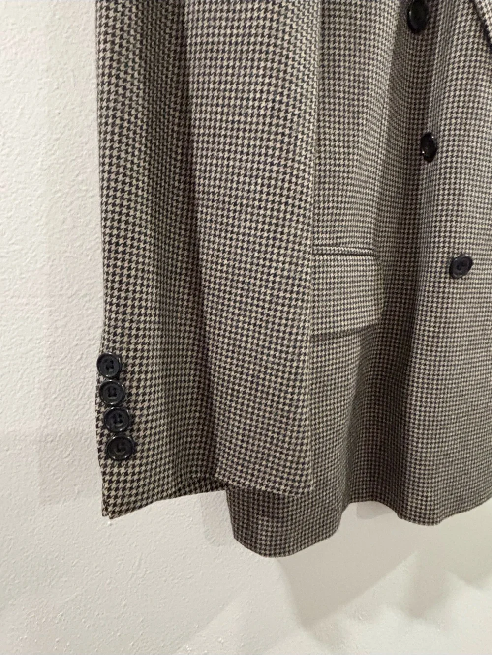 Oscar de la Renta Double-Breasted Houndstooth Blazer in Brown and Black